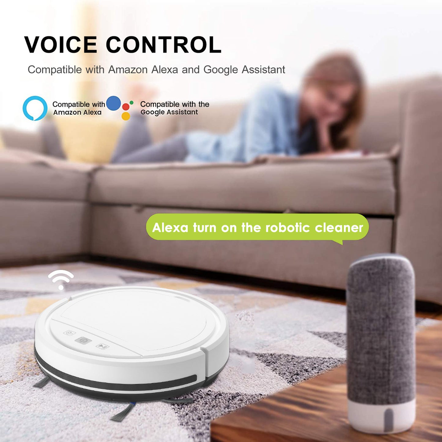 Sweeper Automatic Recharge Vacuum Cleaner with remote control, compact robot vacuum in black or white