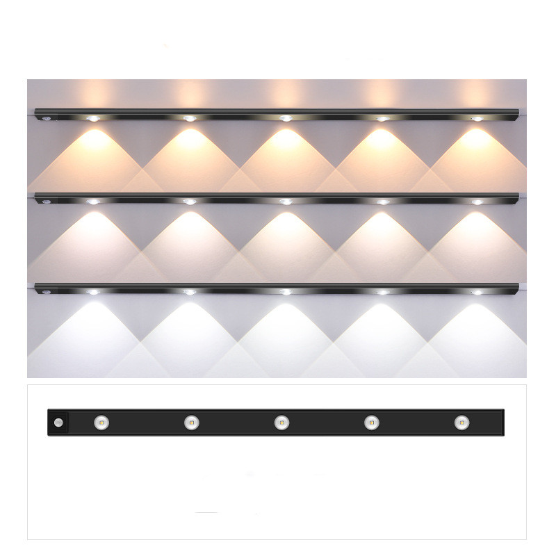 Smart Motion Sensor LED light bar with acrylic body, magnetic mount, and three-tone dimming in black or silver